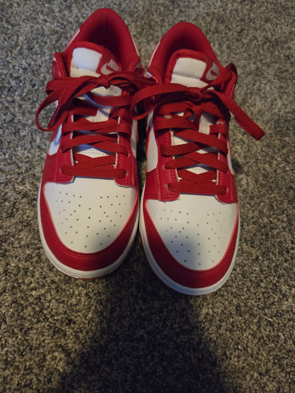 Womens Red and White Nike Dunks